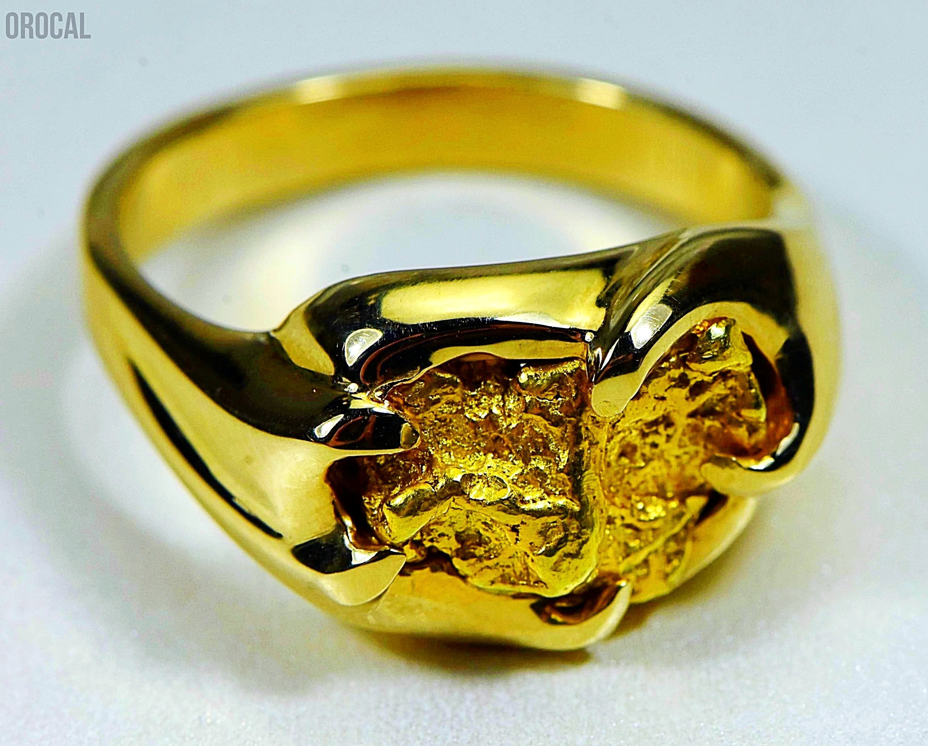 Gold Nugget Mens Ring Orocal Rmen120 Genuine Hand Crafted Jewelry - 14K Casting