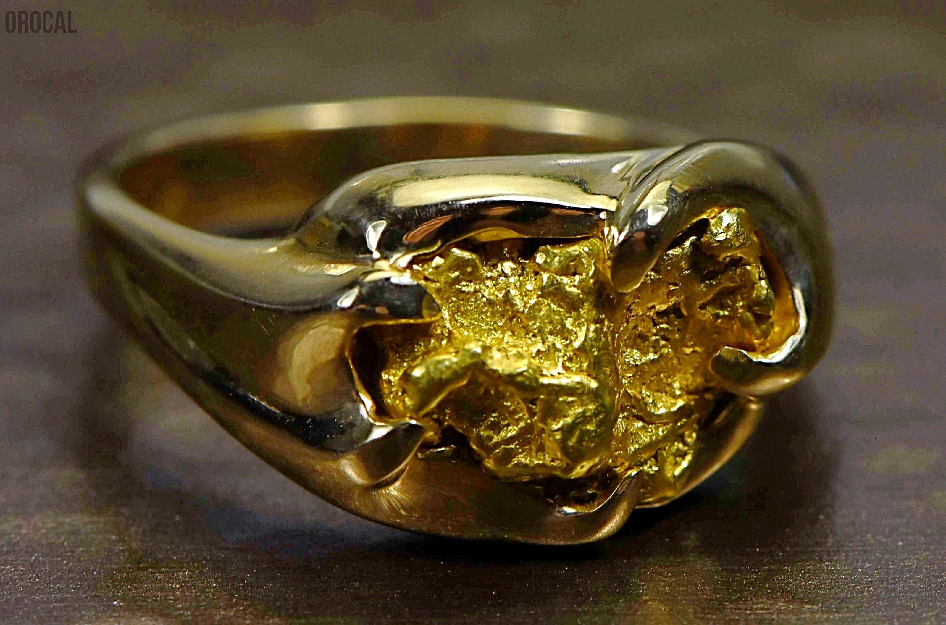 Gold Nugget Men s Ring Orocal RMEN120 Genuine Hand Crafted Jewelry Nuggets By Grant