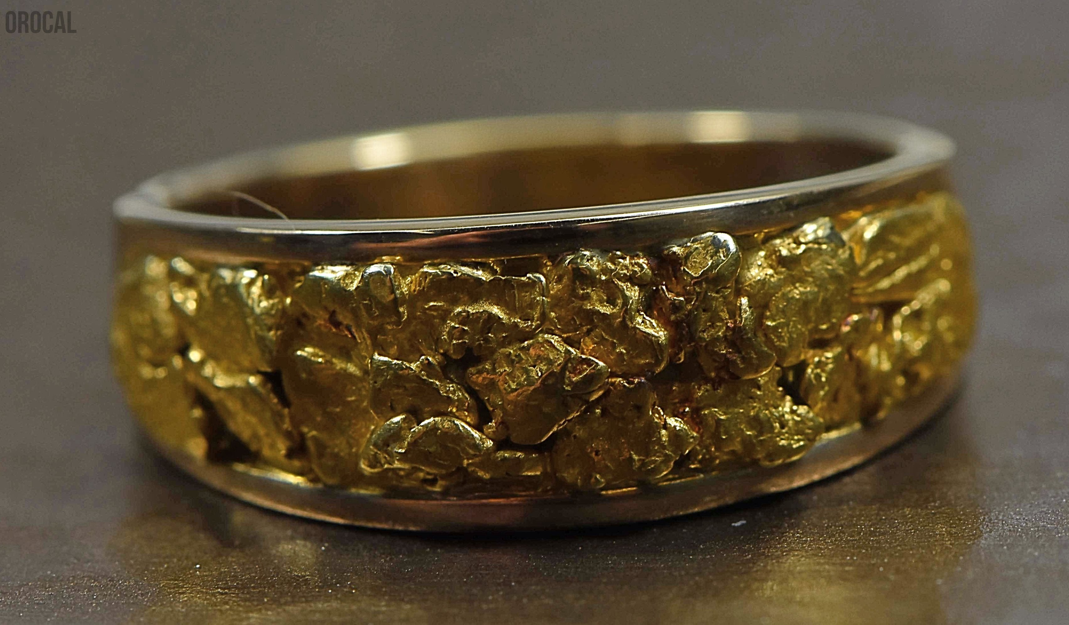 Mens Gold Nugget Ring Orocal Rm8.5Mmt Genuine Hand Crafted Jewelry - 14K Casting