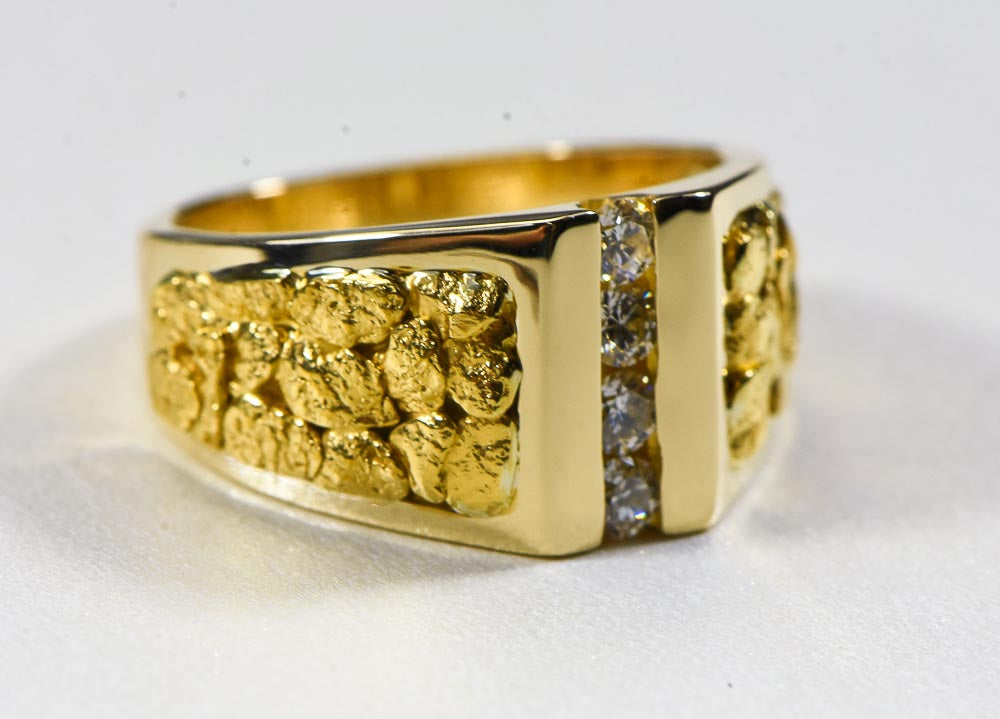 Gold Nugget Men's Ring "Orocal" RM376D40 Genuine Hand Crafted Jewelry