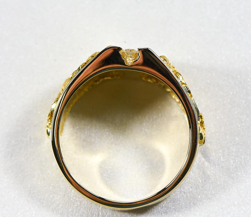 Gold Nugget Men's Ring "Orocal" RM376D40 Genuine Hand Crafted Jewelry