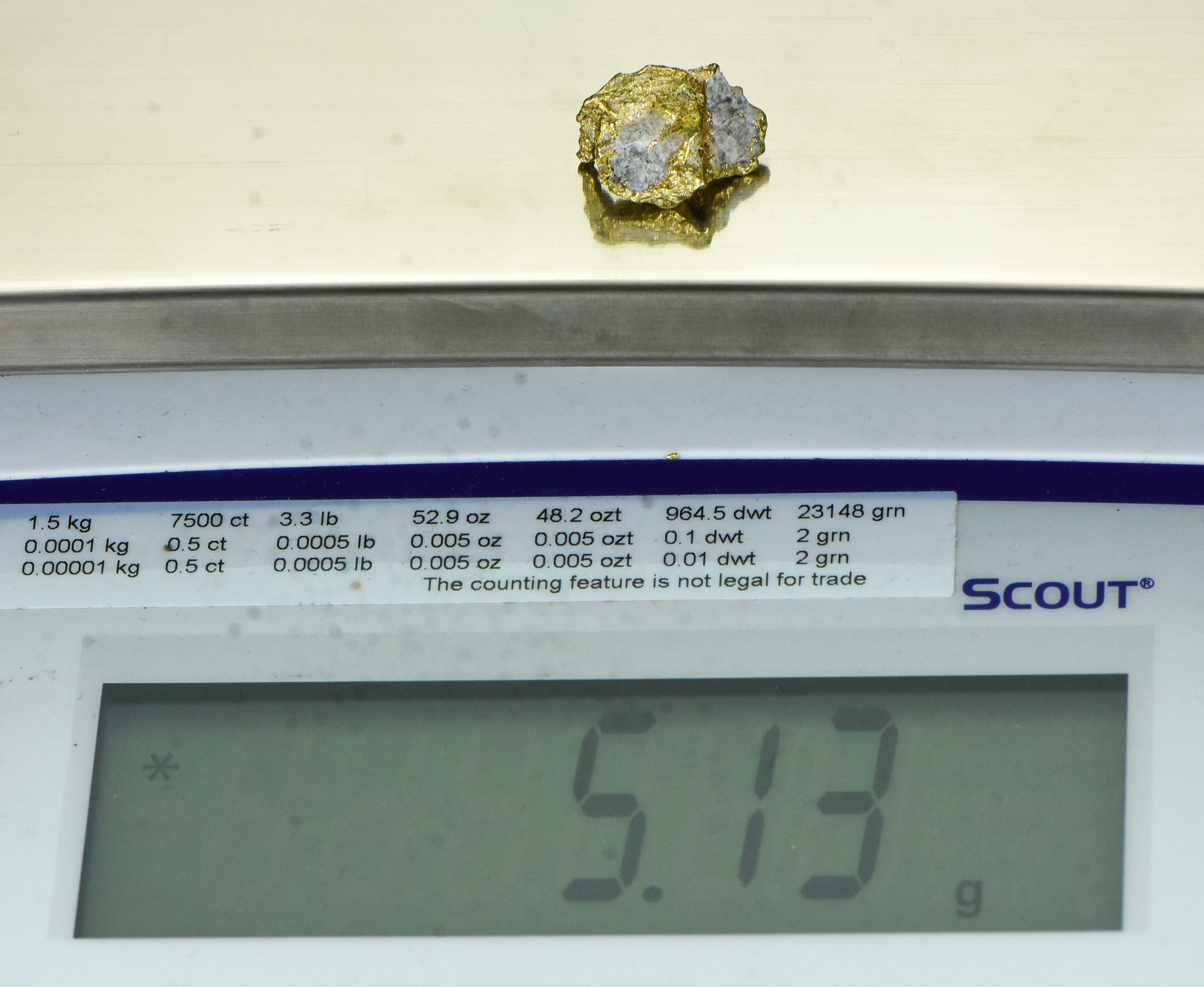 QN-12 "Alaskan BC Gold Nuggets with Quartz" Genuine 5.13 Grams