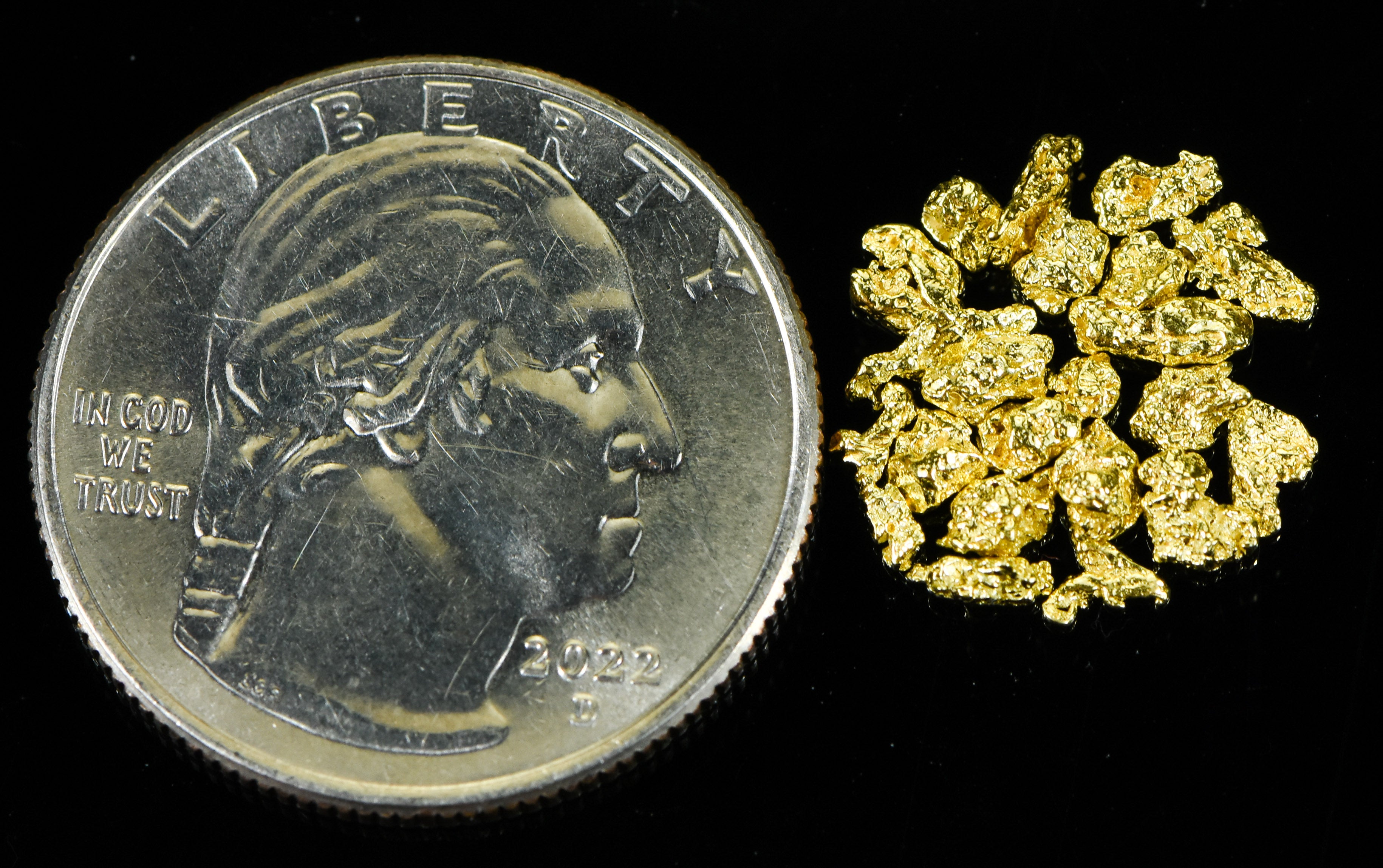 Alaskan Yukon Gold Rush Nuggets 10 Mesh .05 Troy Oz. 1.55 Gram,1 DWT