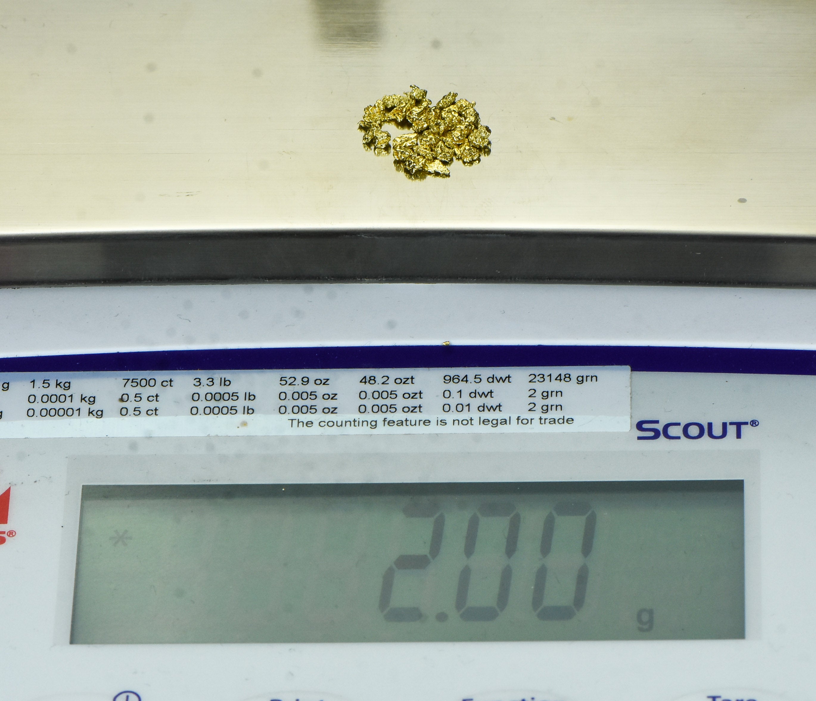 Alaskan Yukon Gold Rush Nuggets 10 Mesh 2 Grams of Fines