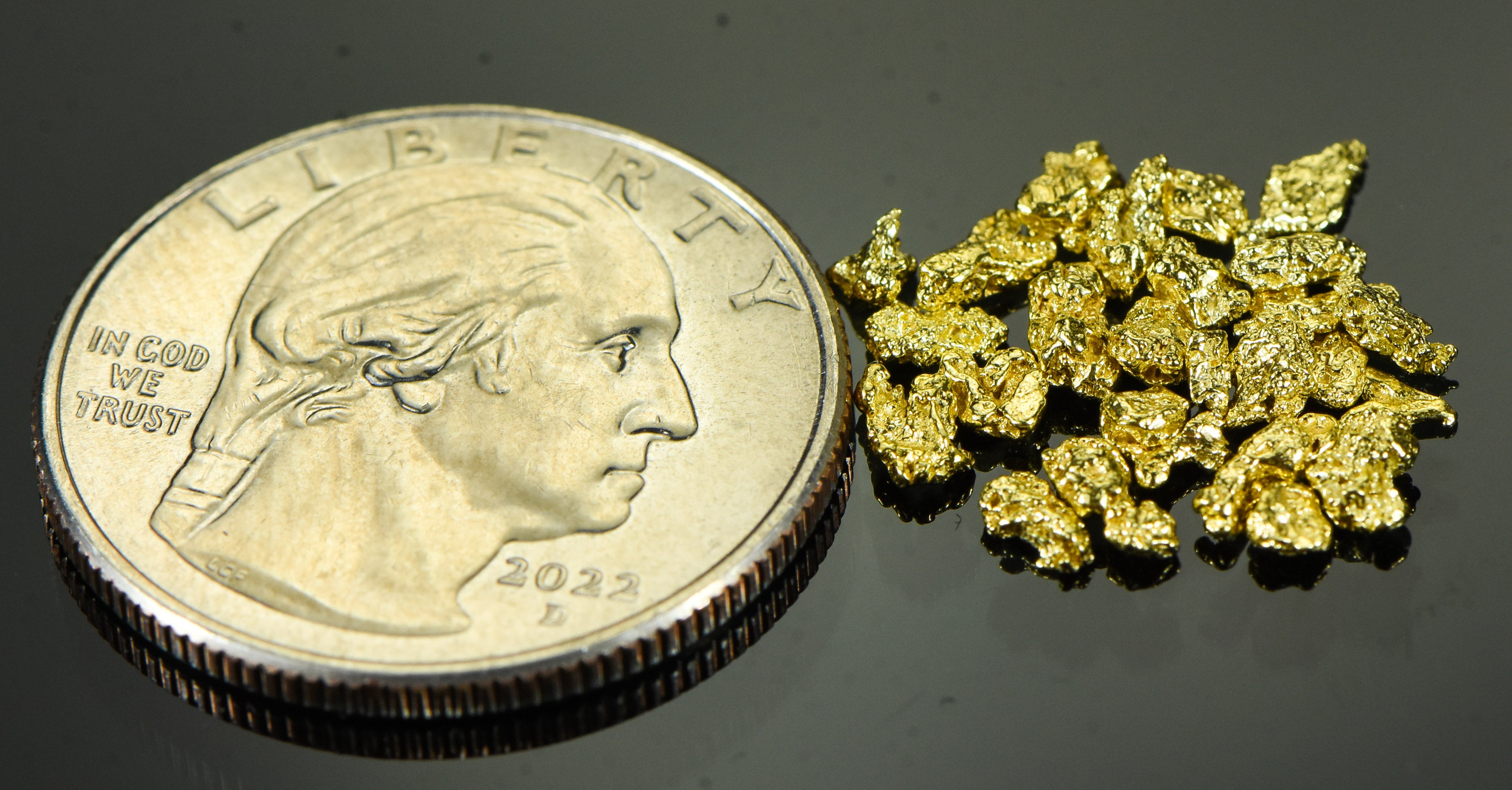 Alaskan Yukon Gold Rush Nuggets 10 Mesh 2 Grams of Fines