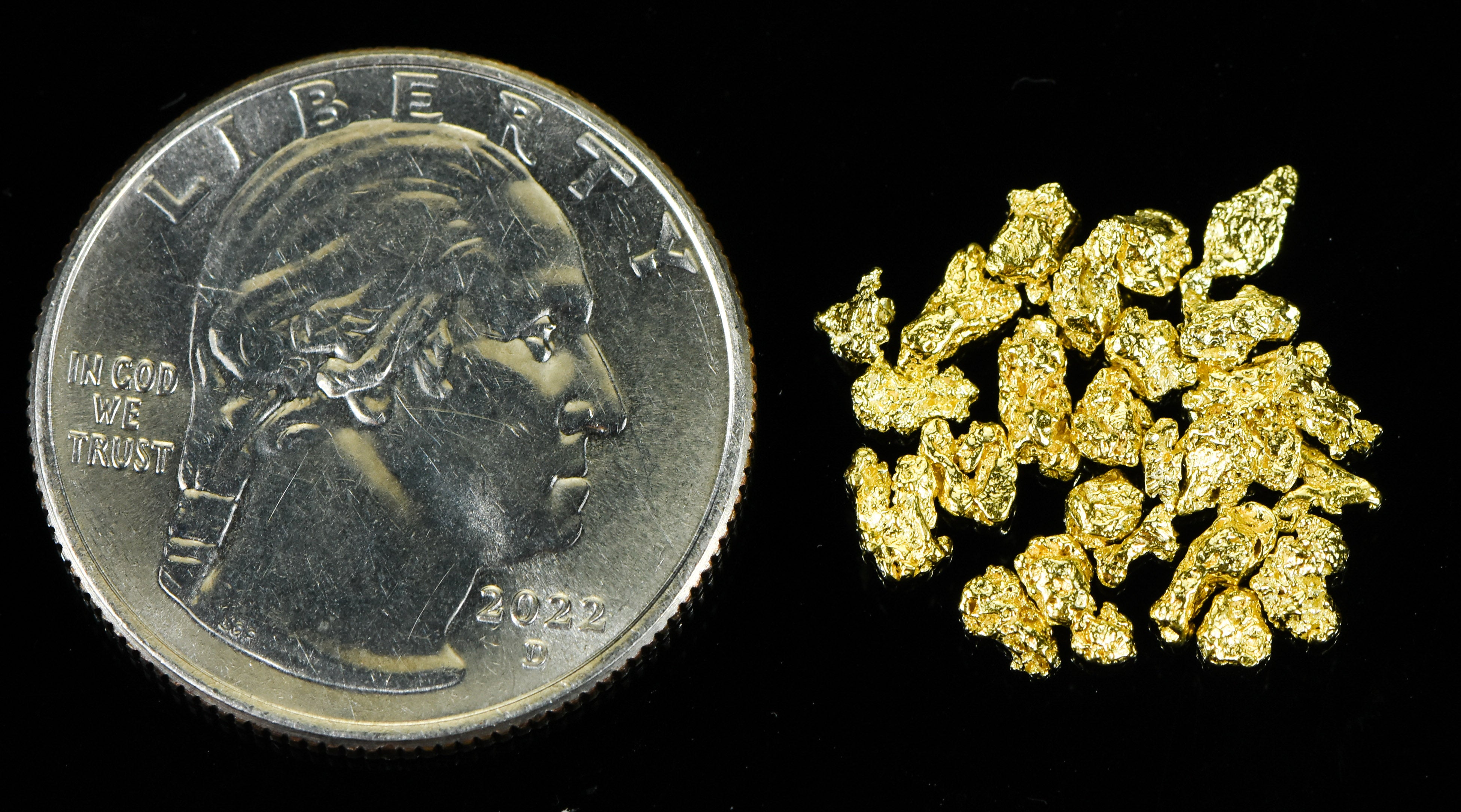 Alaskan Yukon Gold Rush Nuggets 10 Mesh 2 Grams of Fines