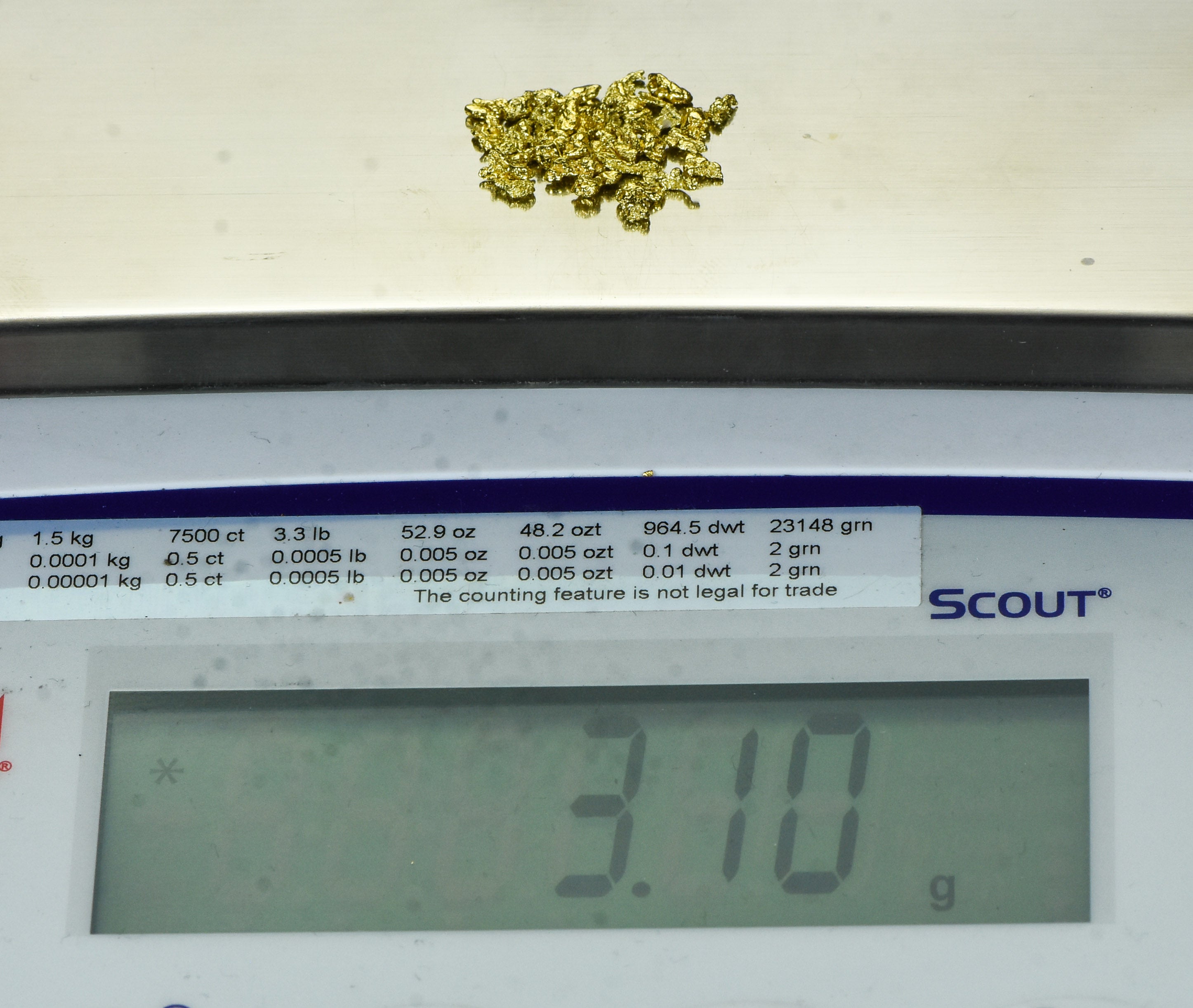 Alaskan Yukon Gold Rush Nuggets 10 Mesh 1/10 Troy Oz 3.1 Gram 2 DWT