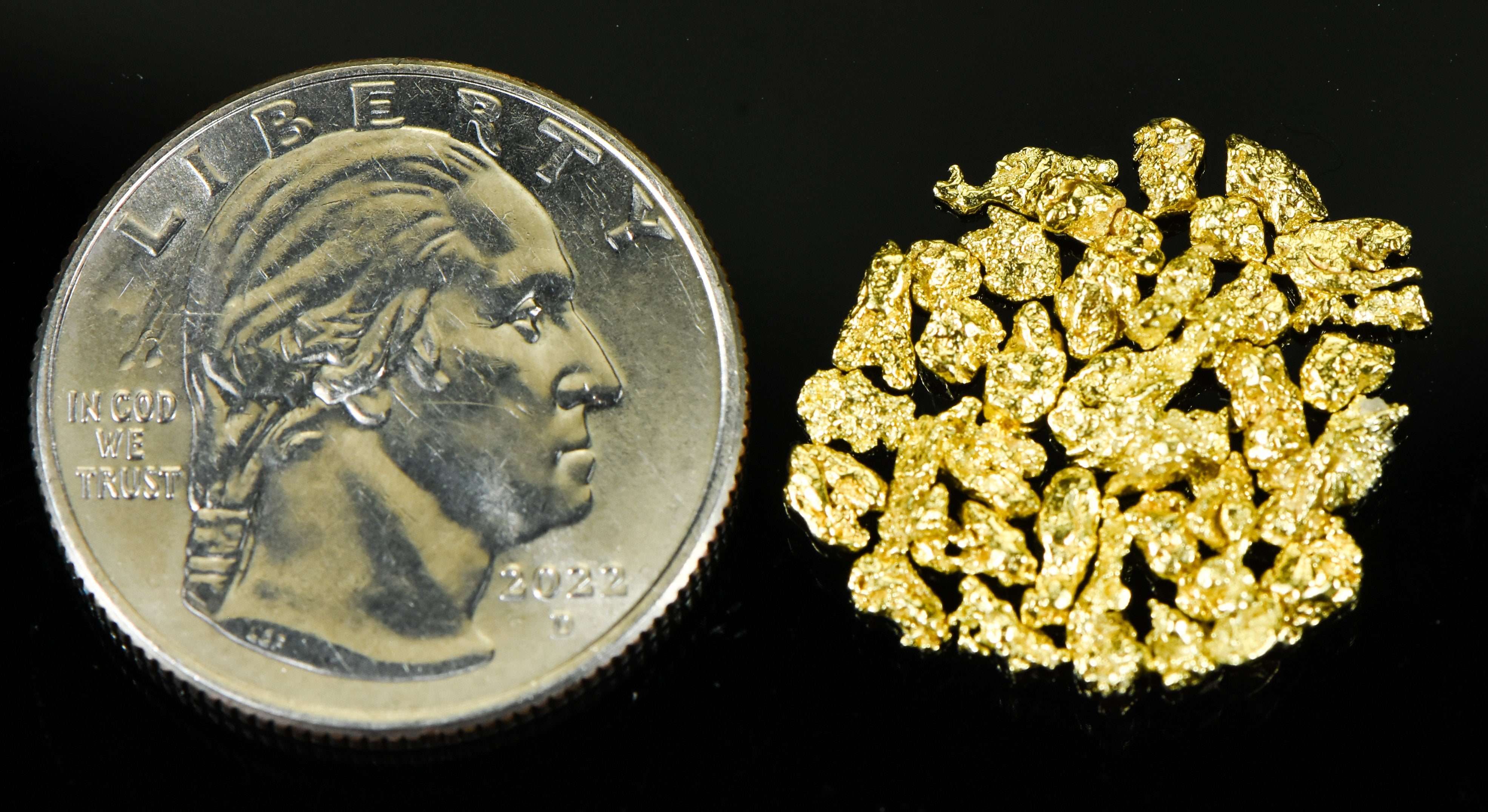 Alaskan Yukon Gold Rush Nuggets 10 Mesh 1/10 Troy Oz 3.1 Gram 2 DWT