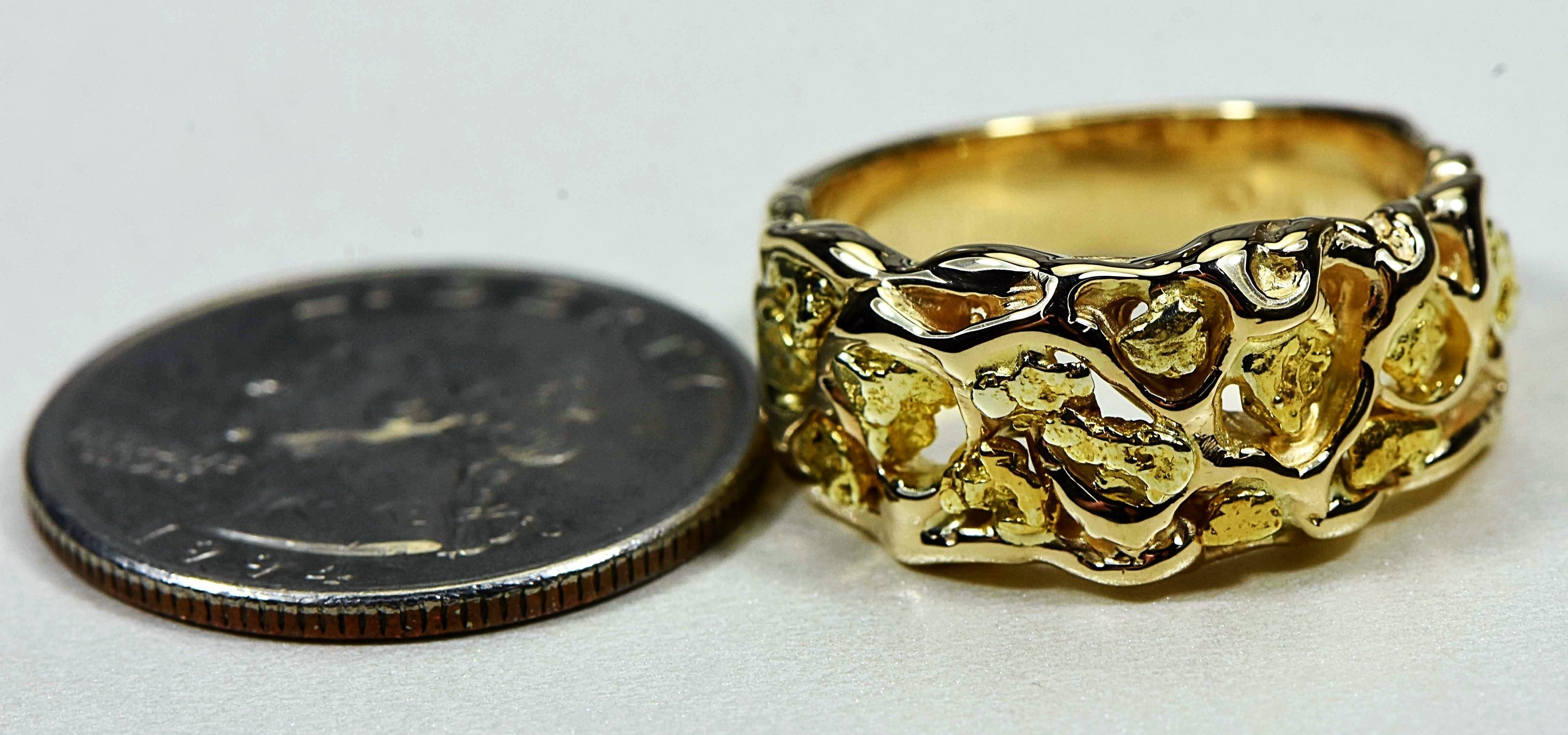 Gold Nugget Mens Ring Orocal Rm212 Genuine Hand Crafted Jewelry - 14K Casting