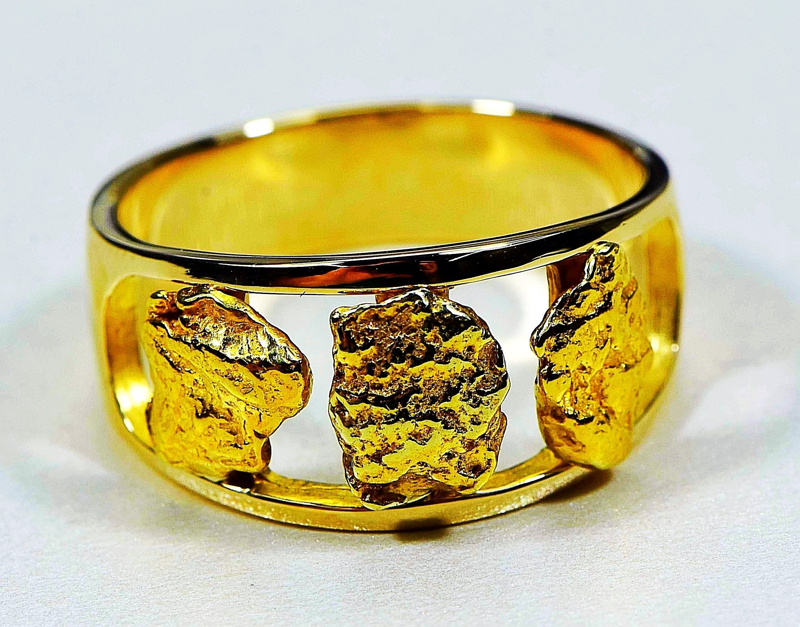 Gold Nugget Mens Ring Orocal Rm1087N/12Mm Genuine Hand Crafted Jewelry - 14K Casting