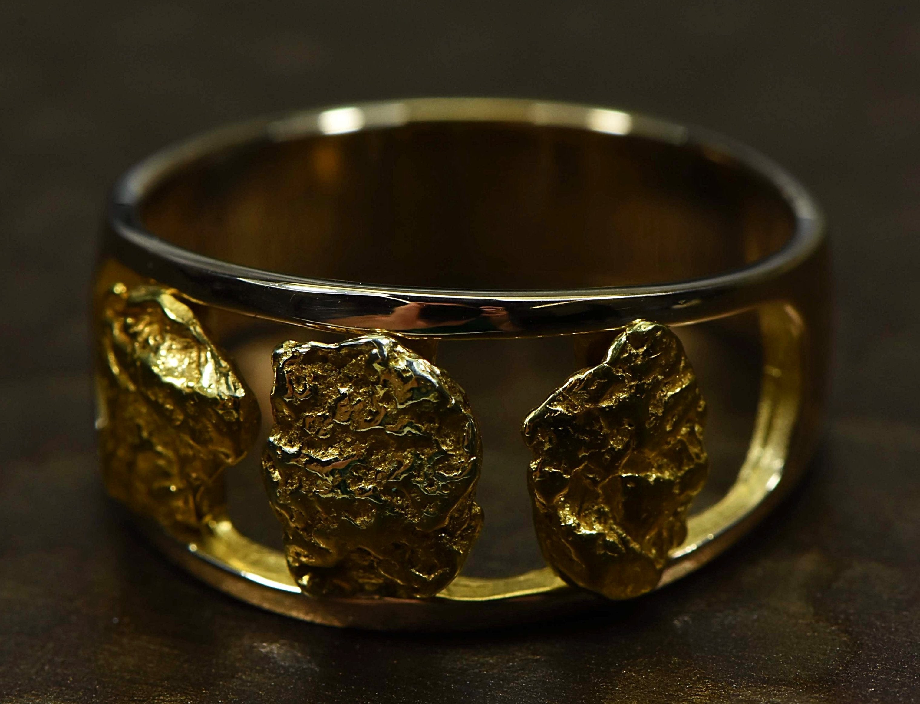 Gold Nugget Mens Ring Orocal Rm1087N/12Mm Genuine Hand Crafted Jewelry - 14K Casting