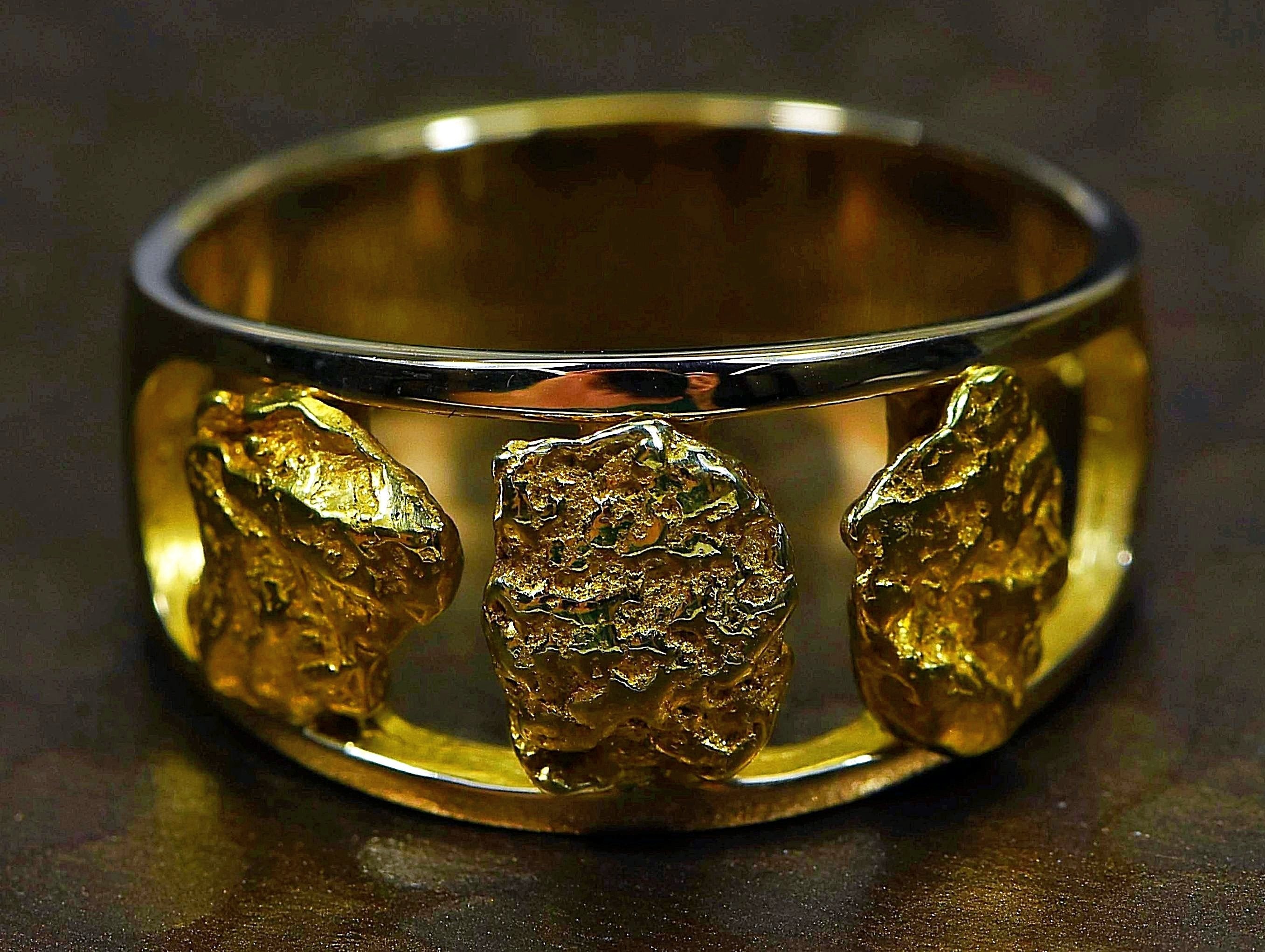 Gold Nugget Mens Ring Orocal Rm1087N/12Mm Genuine Hand Crafted Jewelry - 14K Casting