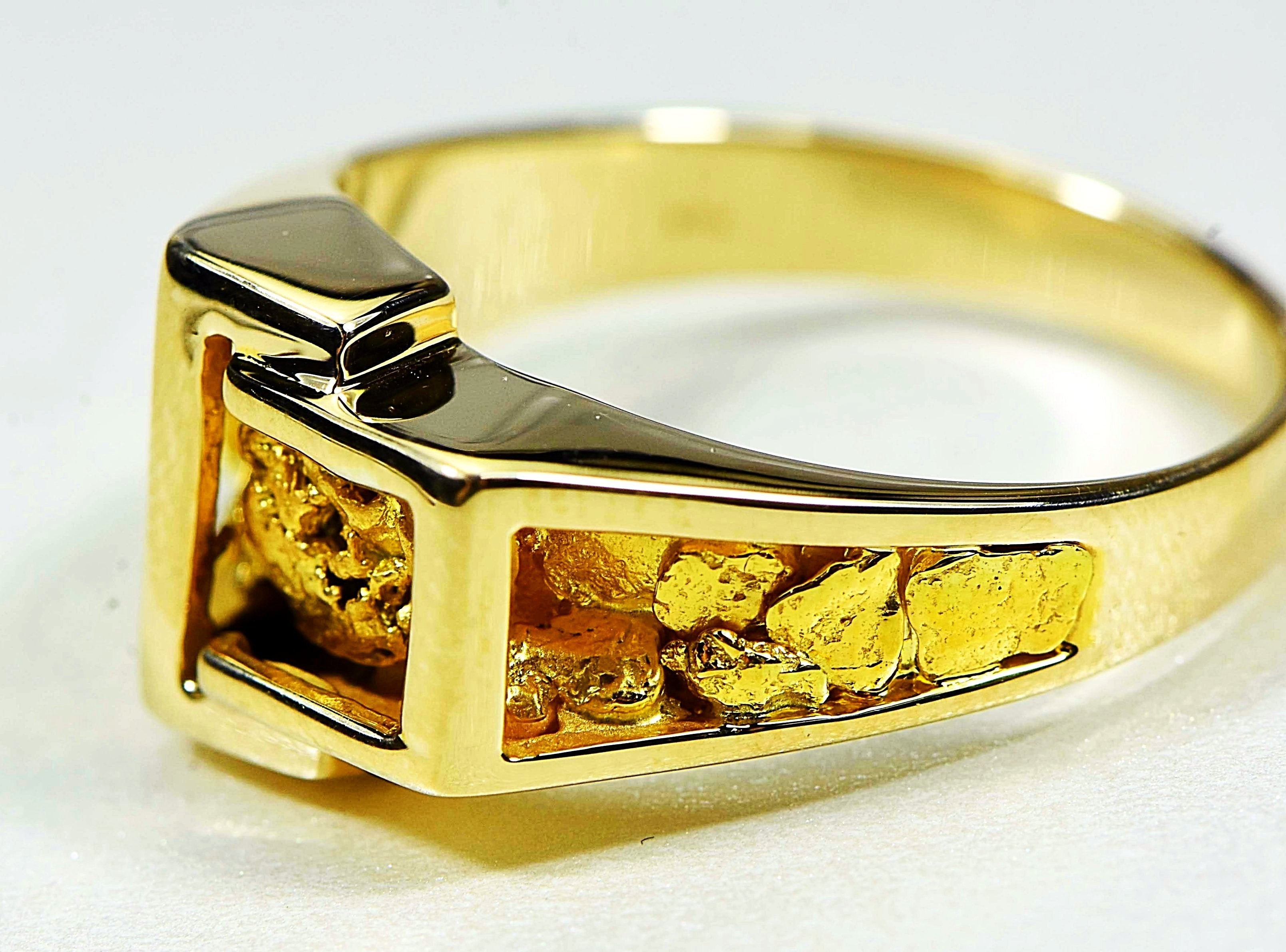 Gold Nugget Mens Ring Orocal Rm164 Genuine Hand Crafted Jewelry - 14K Casting
