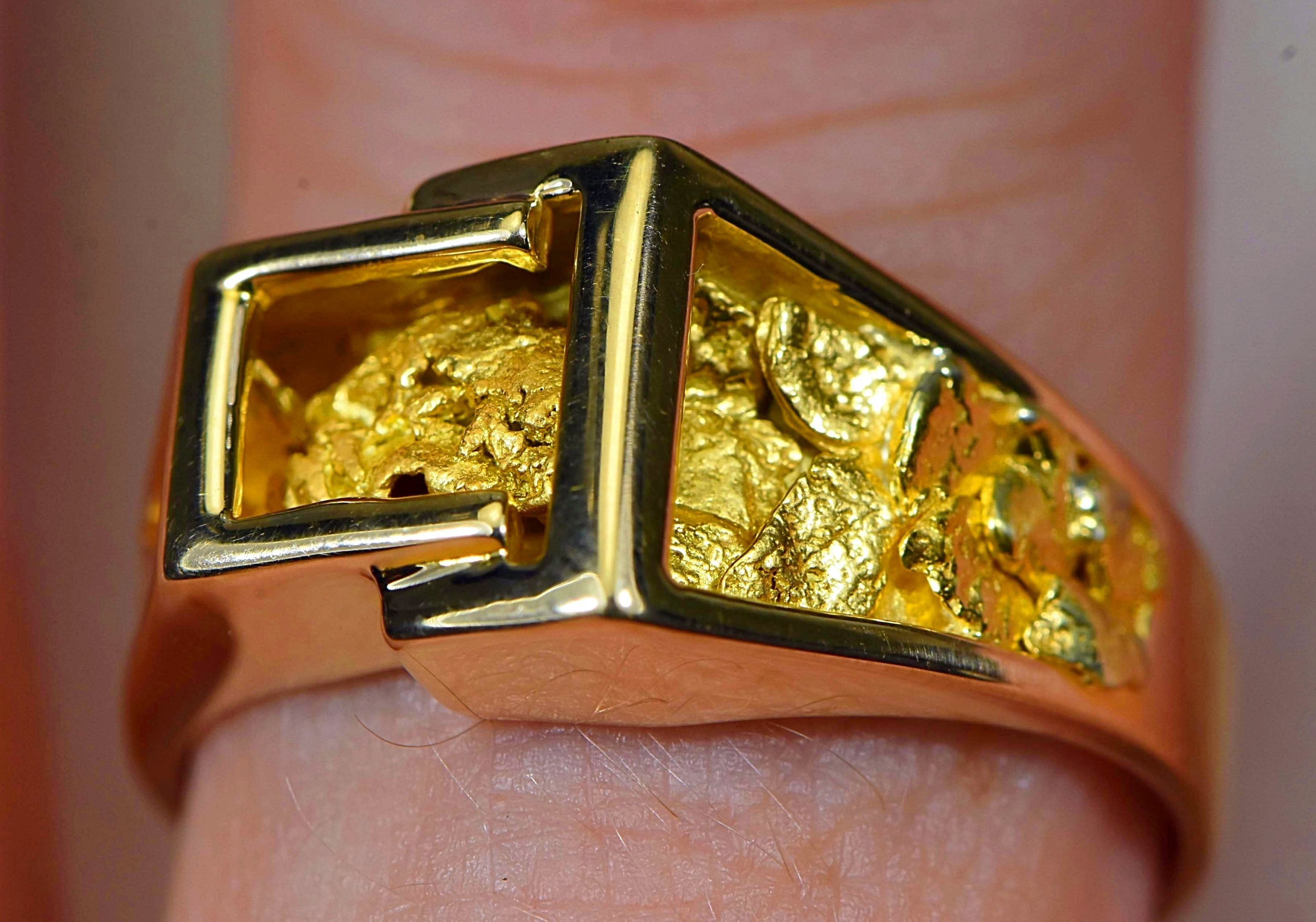 Gold Nugget Mens Ring Orocal Rm164 Genuine Hand Crafted Jewelry - 14K Casting