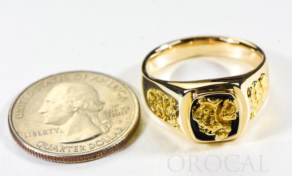 Gold Nugget Men's Ring "Orocal" RM674 Genuine Hand Crafted Jewelry - 14K Casting