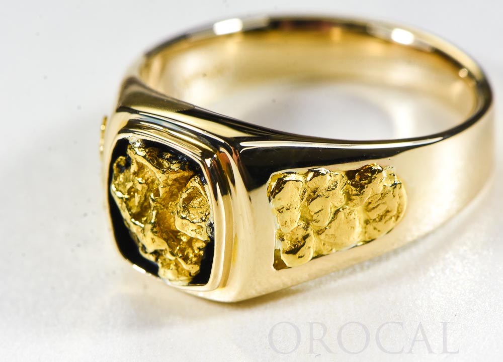 Gold Nugget Men's Ring "Orocal" RM674 Genuine Hand Crafted Jewelry - 14K Casting