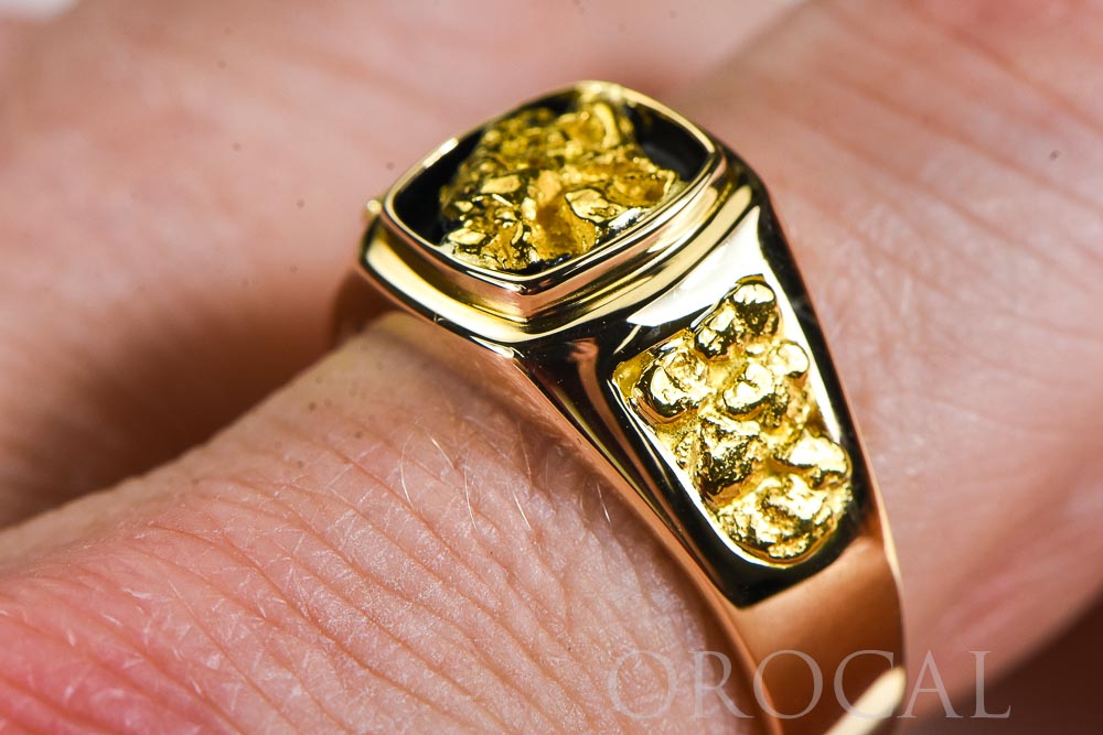 Gold Nugget Men's Ring "Orocal" RM674 Genuine Hand Crafted Jewelry - 14K Casting