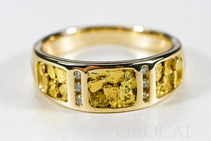 Gold Nugget Men's Ring "Orocal" RM732D12 Genuine Hand Crafted Jewelry - 14K Casting