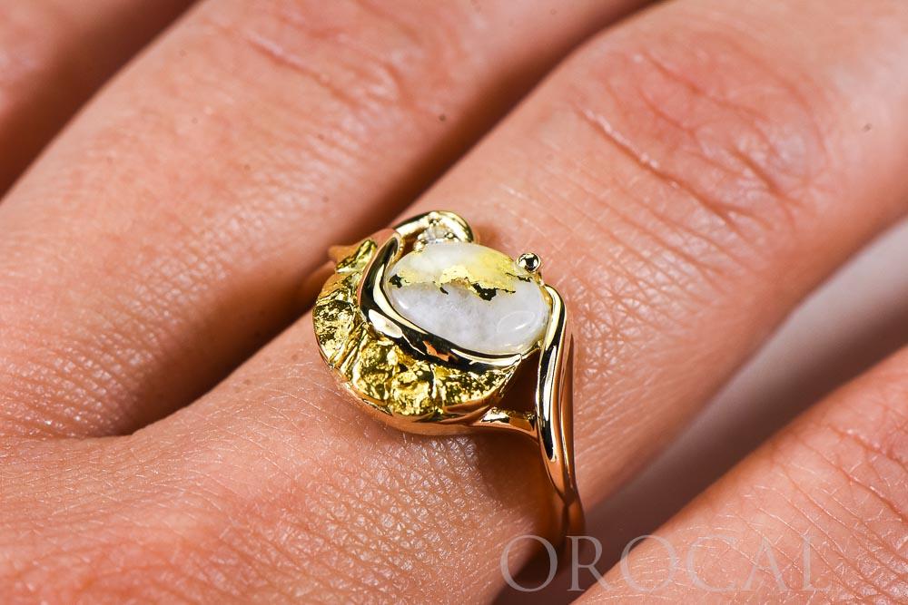 Gold Quartz Ladies Ring "Orocal" RL1137DNQ Genuine Hand Crafted Jewelry - 14K Gold Casting
