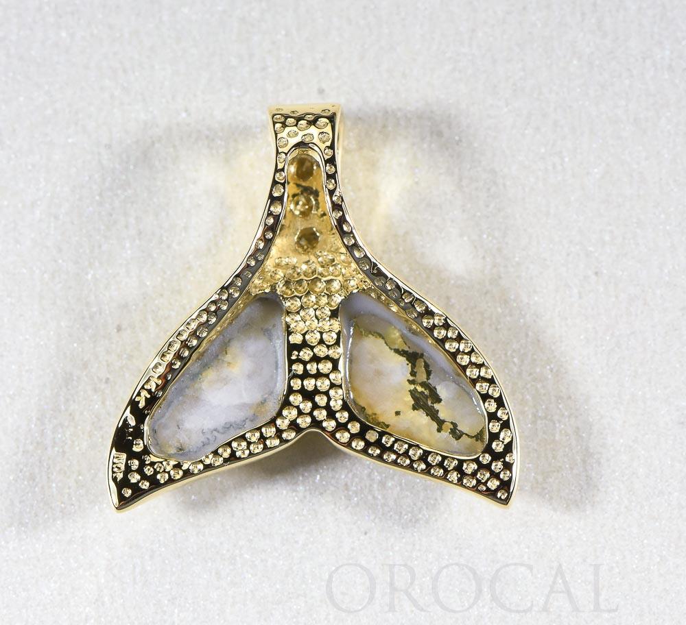 Gold Quartz Pendant Whales Tail "Orocal" PDLWT16SHDQ Genuine Hand Crafted Jewelry - 14K Gold Yellow Gold Casting