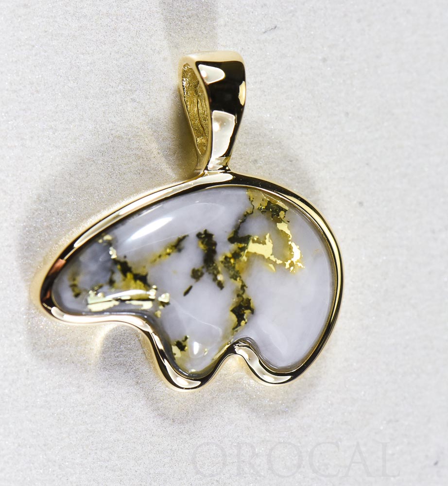 Gold Quartz Pendant Bear "Orocal" PBR1LHQX Genuine Hand Crafted Jewelry - 14K Gold Casting