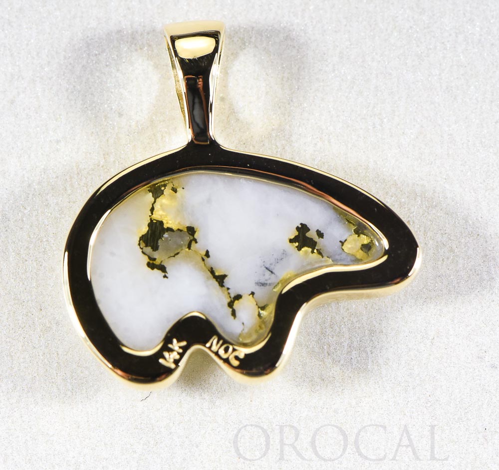 Gold Quartz Pendant Bear "Orocal" PBR1LHQX Genuine Hand Crafted Jewelry - 14K Gold Casting