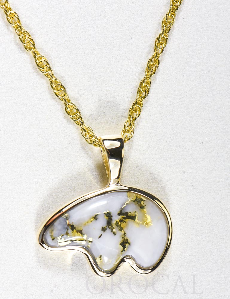 Gold Quartz Pendant Bear "Orocal" PBR1LHQX Genuine Hand Crafted Jewelry - 14K Gold Casting