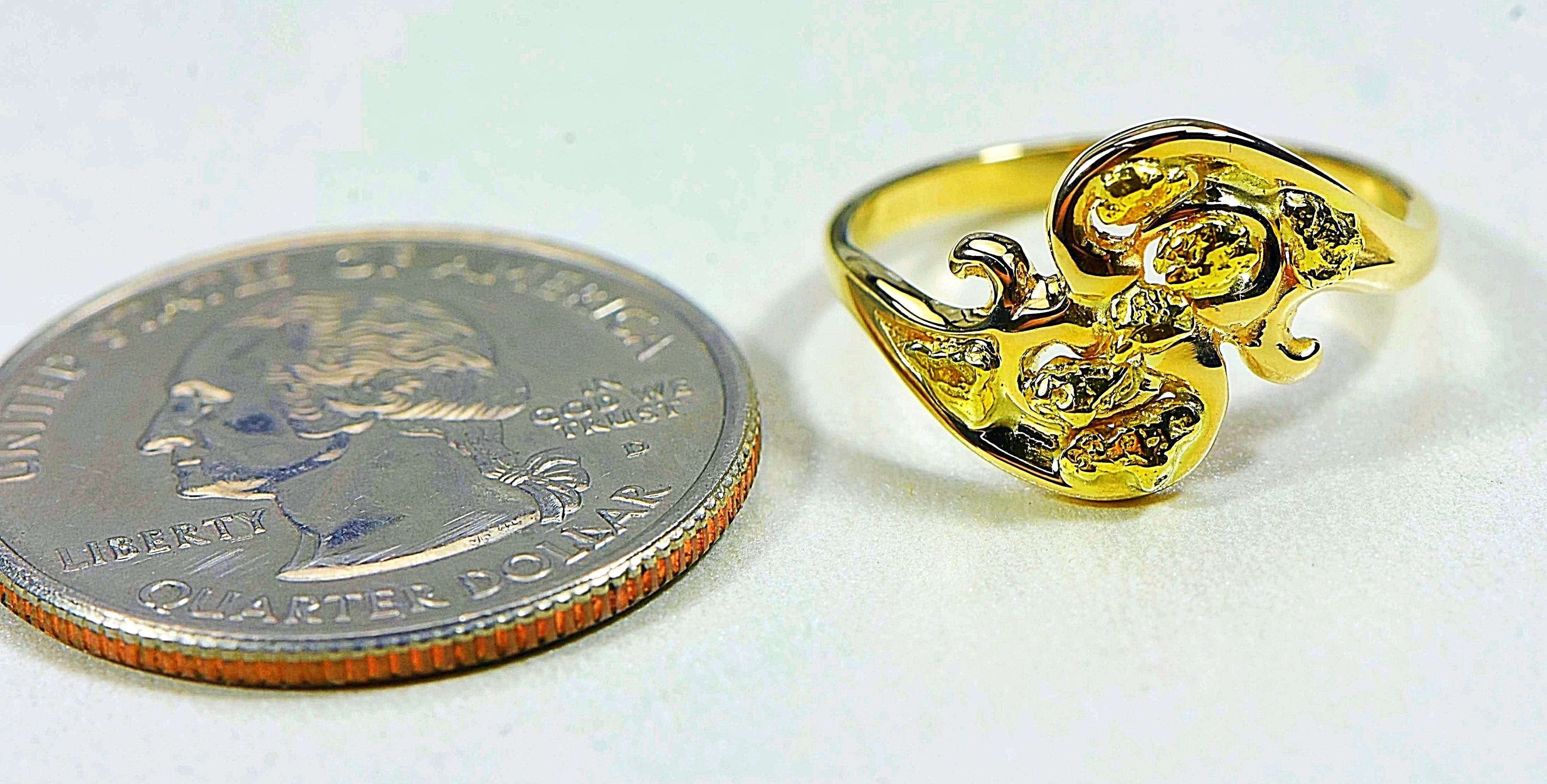 Gold Nugget Ladies Ring "Orocal" RL186 Genuine Hand Crafted Jewelry - 14K Casting