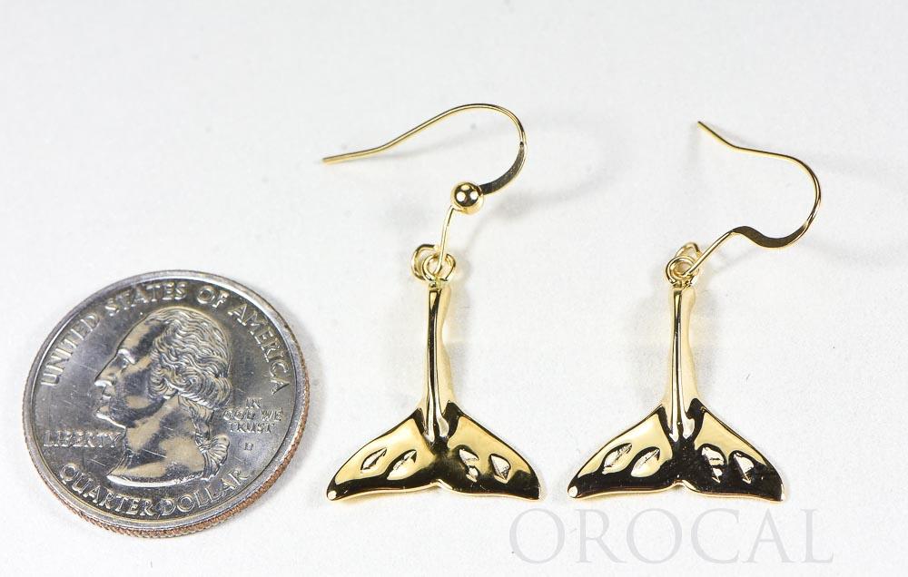 Gold Casted Whale Tail Earrings "Orocal" EWT101XN/WD Genuine Hand Crafted Jewelry - 14K Gold Casting