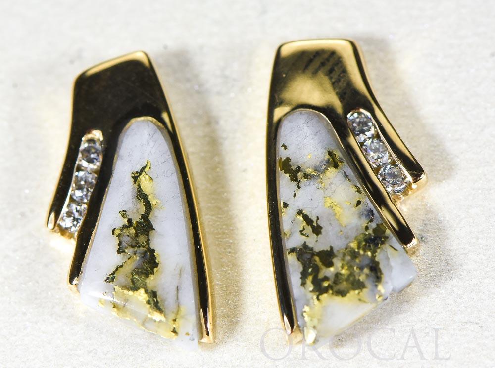 Gold Quartz Earrings "Orocal" EDL129D9Q Genuine Hand Crafted Jewelry - 14K Gold Casting