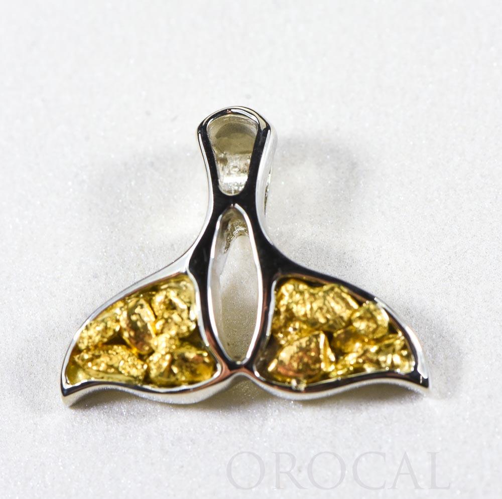 Gold Nugget Pendant Whales Tail "Orocal" PWT24WX Genuine Hand Crafted Jewelry - 14K Gold White Gold Casting