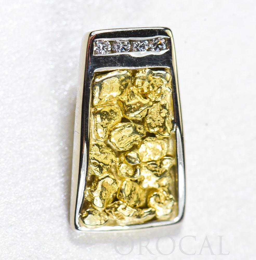 Gold Nugget Pendant "Orocal" PN892DNWX Genuine Hand Crafted Jewelry - 14K Gold White Gold Casting