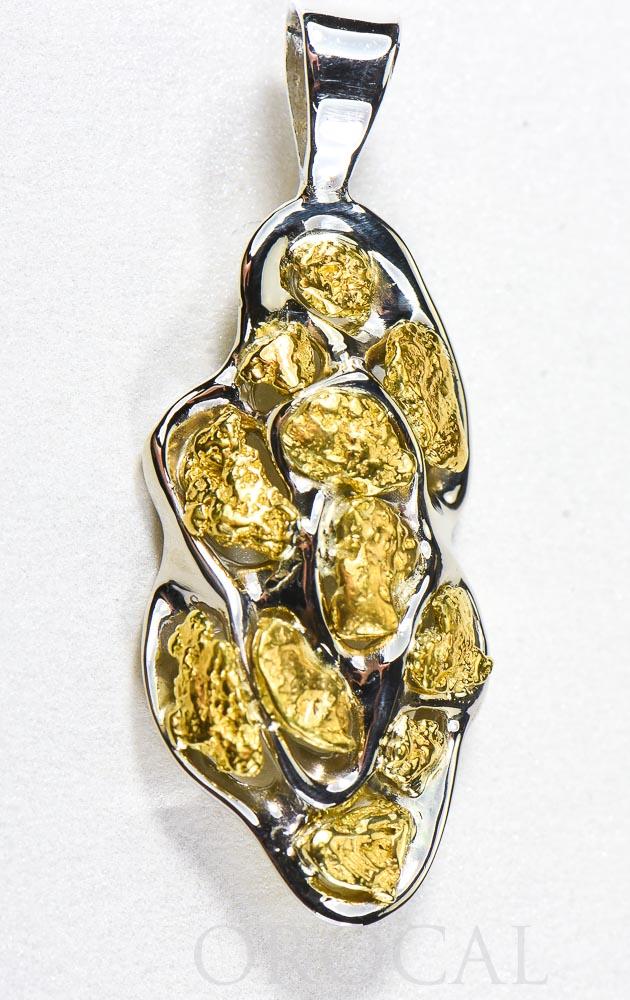 Gold Nugget Pendant "Orocal" PN305NWX Genuine Hand Crafted Jewelry - 14K Gold White Gold Casting