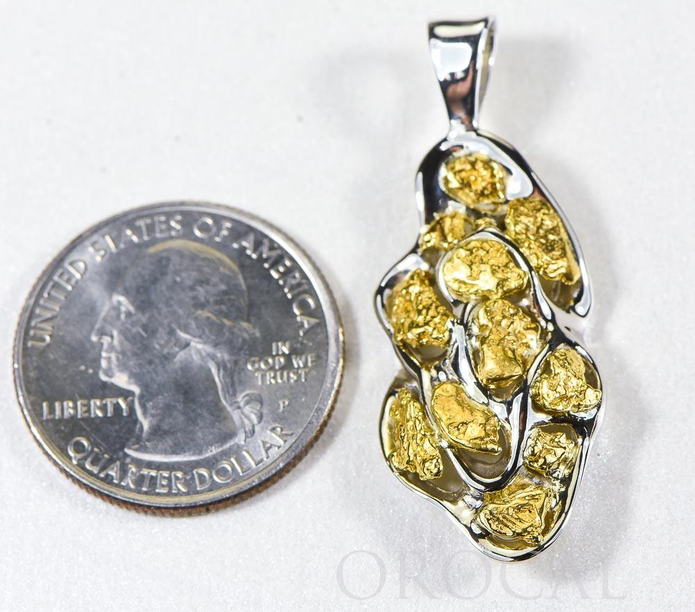 Gold Nugget Pendant "Orocal" PN305NWX Genuine Hand Crafted Jewelry - 14K Gold White Gold Casting