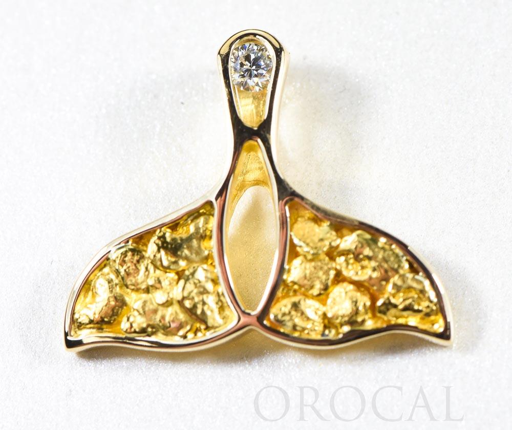 Gold Nugget Pendant Whales Tail "Orocal" PWT26DNX Genuine Hand Crafted Jewelry - 14K Gold Yellow Gold Casting