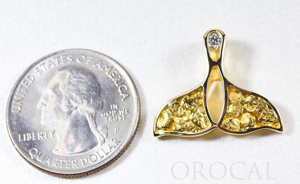 Gold Nugget Pendant Whales Tail "Orocal" PWT26DNX Genuine Hand Crafted Jewelry - 14K Gold Yellow Gold Casting