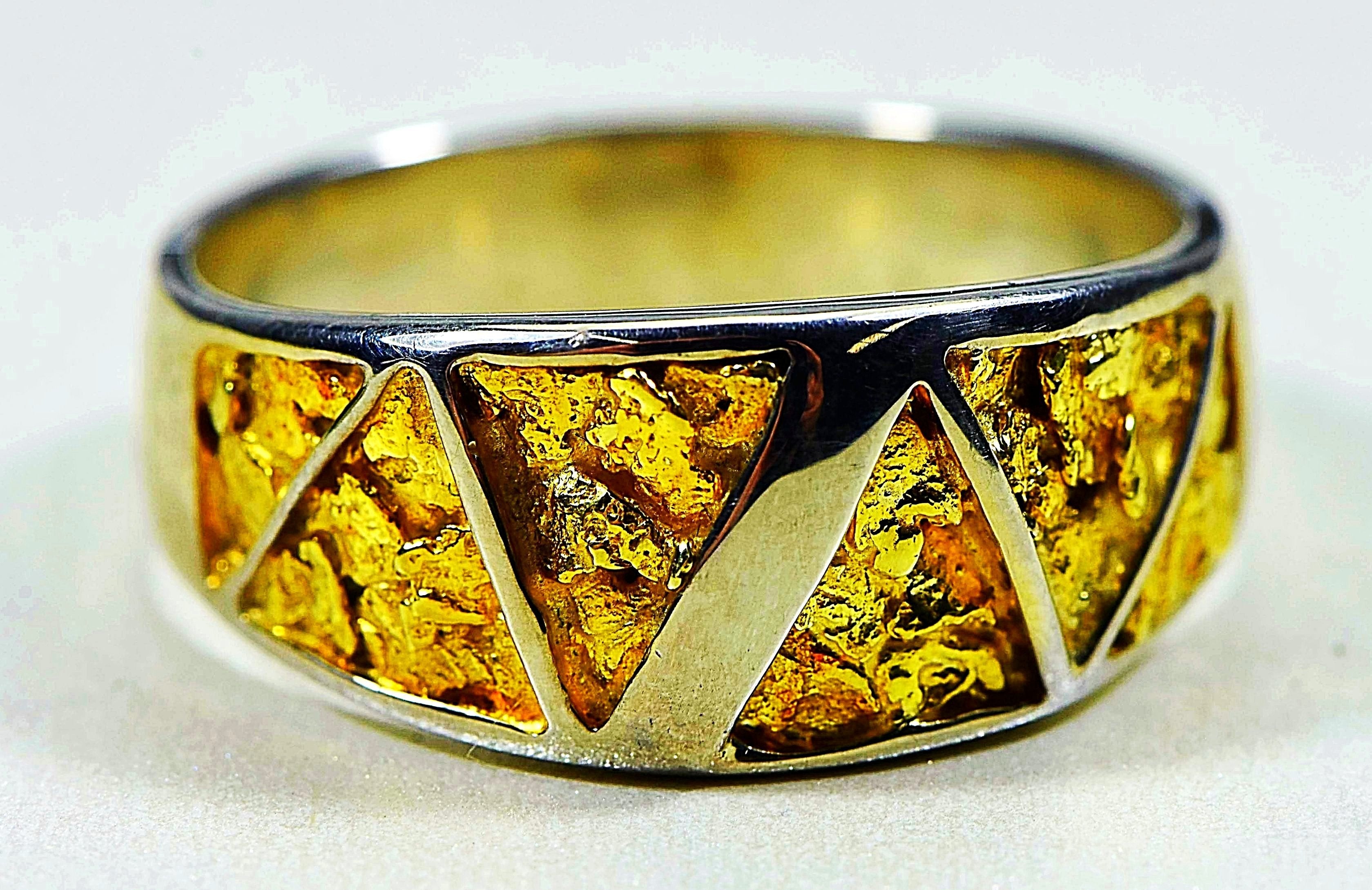 Gold Nugget Men's Ring "Orocal" RM883NSS Genuine Hand Crafted Jewelry