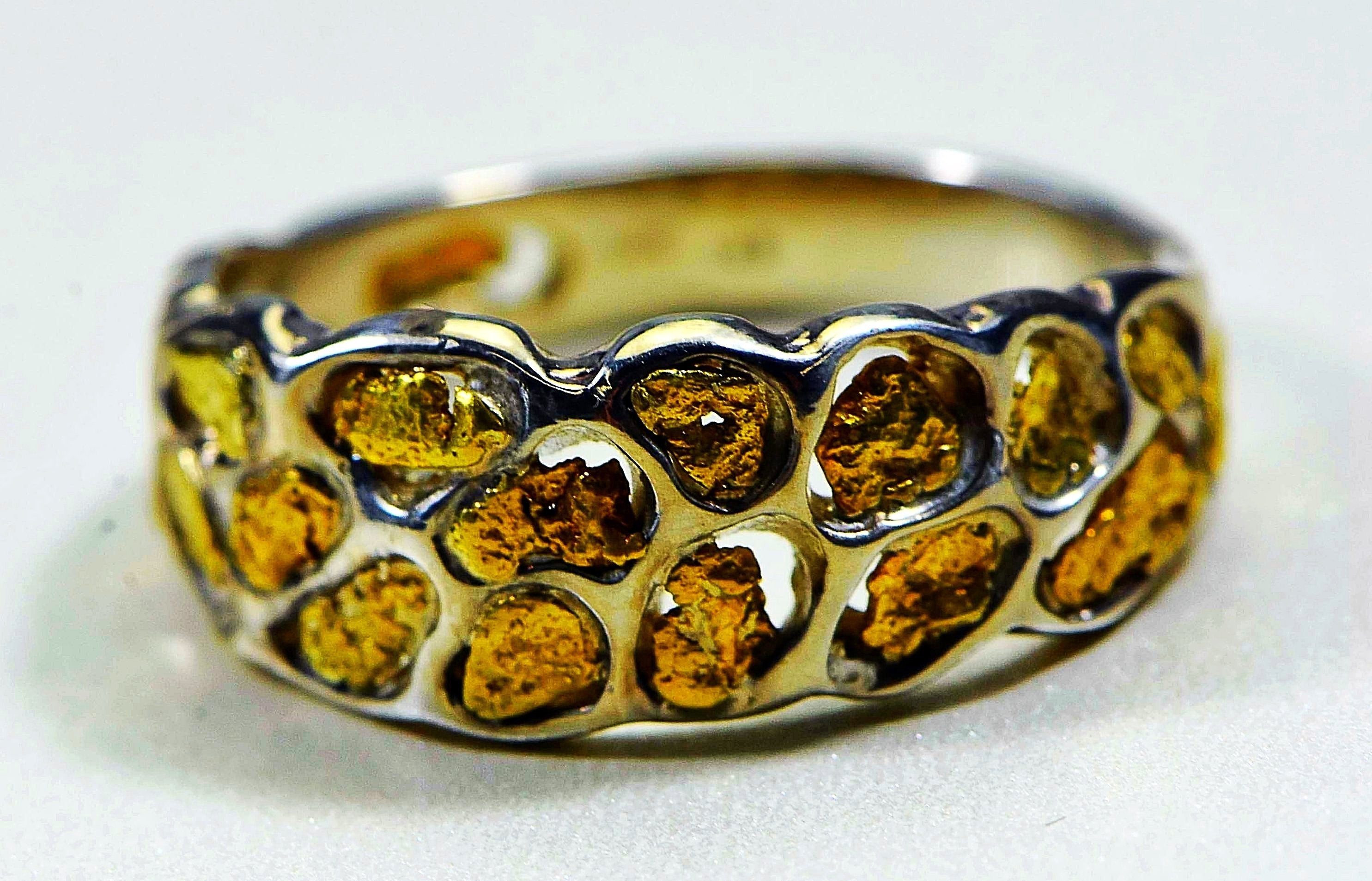 Gold Nugget Men's Ring "Orocal" RM210NSS Genuine Hand Crafted Jewelry