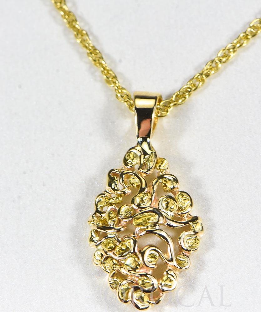 Gold Nugget Pendant "Orocal" PN239X Genuine Hand Crafted Jewelry - 14K Gold Yellow Gold Casting