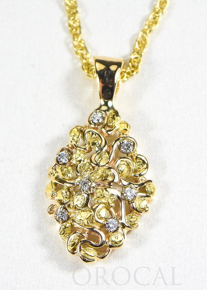 Gold Nugget Pendant "Orocal" PN239D14X Genuine Hand Crafted Jewelry - 14K Gold Yellow Gold Casting