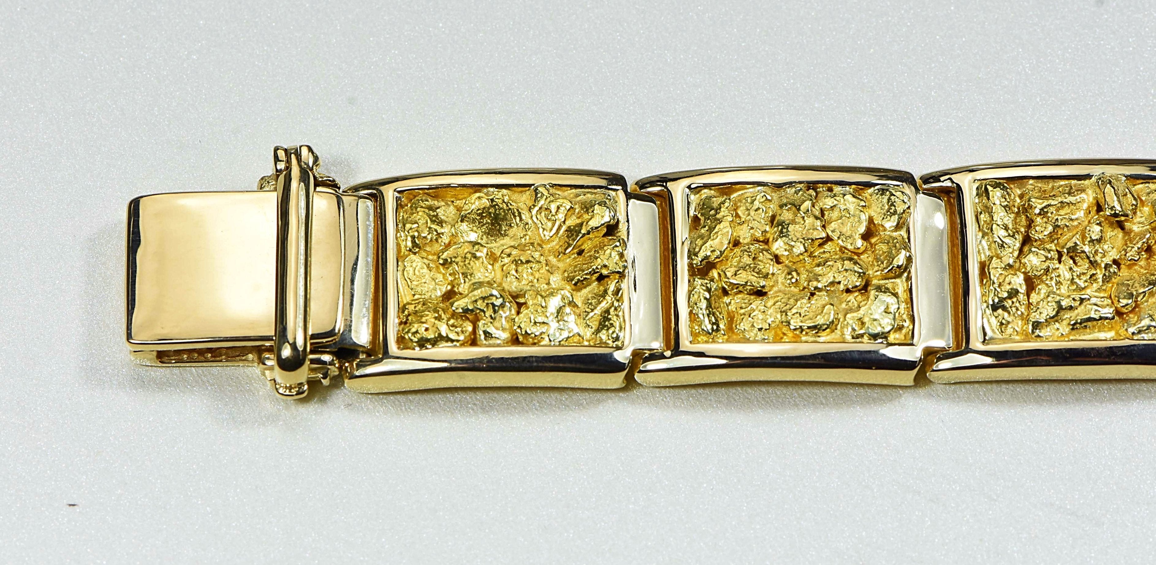 Gold Nugget Bracelet "Orocal" B16MM11L Genuine Hand Crafted Jewelry - 14K Gold Casting