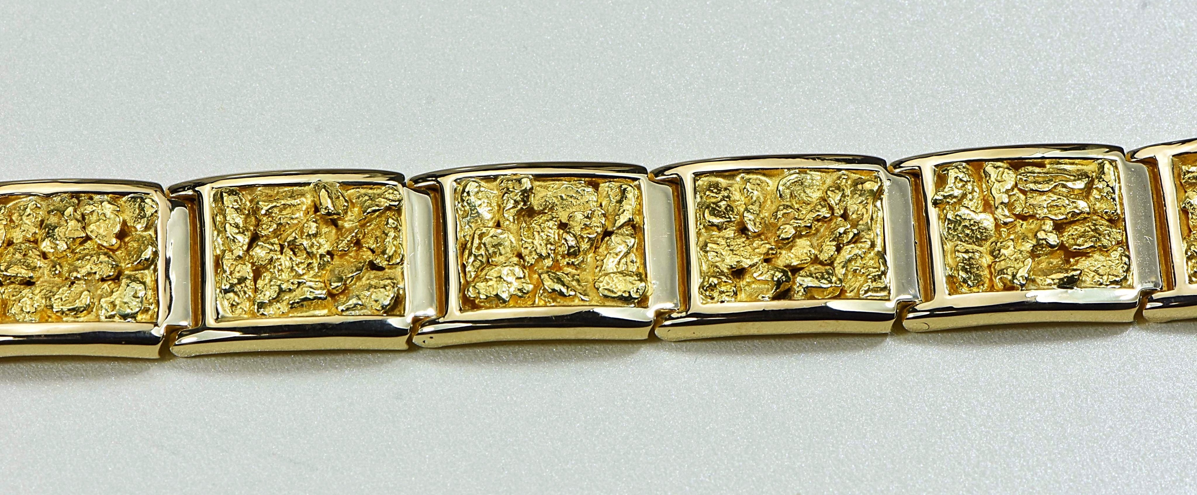 Gold Nugget Bracelet "Orocal" B16MM11L Genuine Hand Crafted Jewelry - 14K Gold Casting