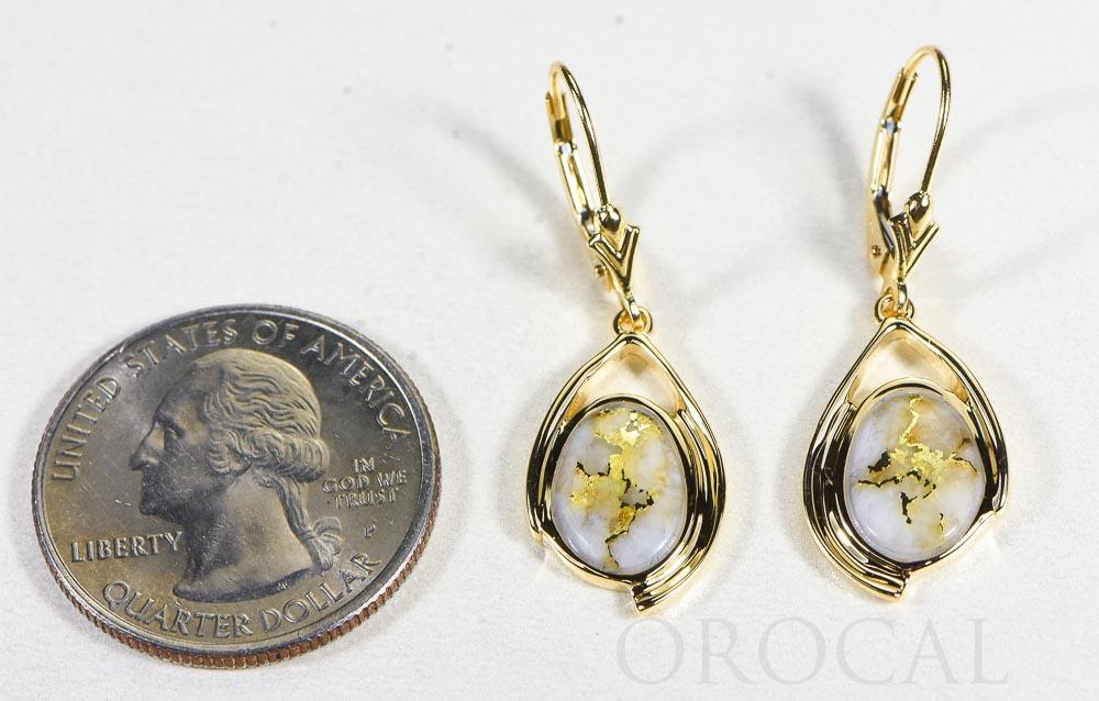 Gold Quartz Earrings "Orocal" EN1117Q/LB Genuine Hand Crafted Jewelry - 14K Gold Casting