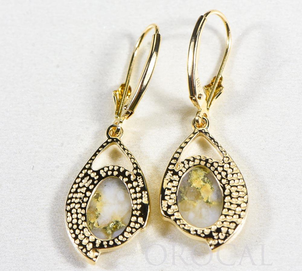 Gold Quartz Earrings "Orocal" EN1117Q/LB Genuine Hand Crafted Jewelry - 14K Gold Casting