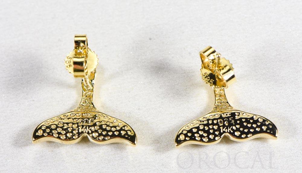 Gold Quartz Whale Tail Earrings "Orocal" EDLWT8SQ Genuine Hand Crafted Jewelry - 14K Gold Casting