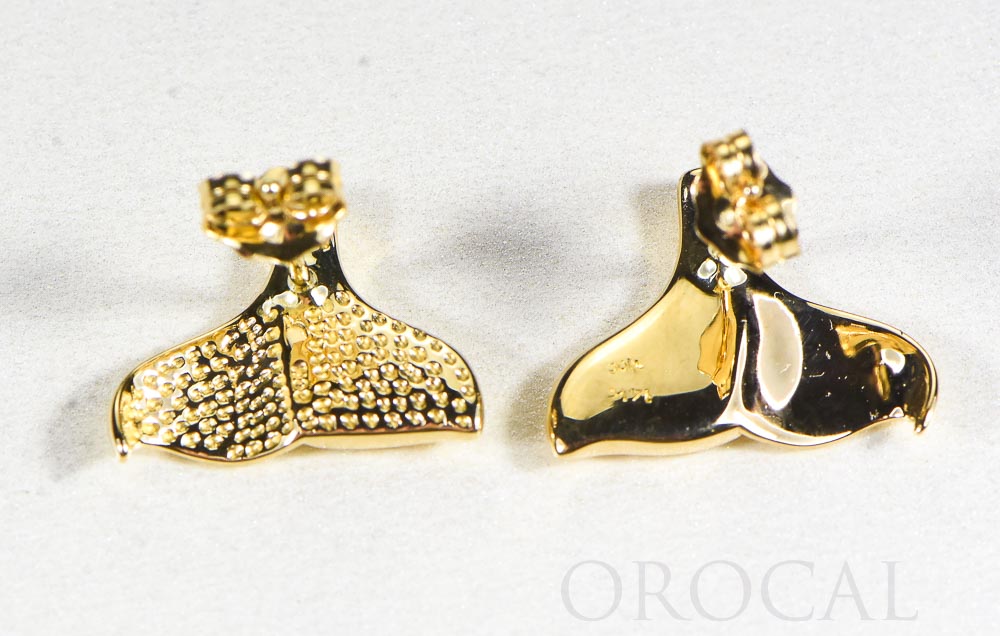 Gold Nugget Whale Tail Earrings "Orocal" EDLWT12 Genuine Hand Crafted Jewelry - 14K Gold Casting