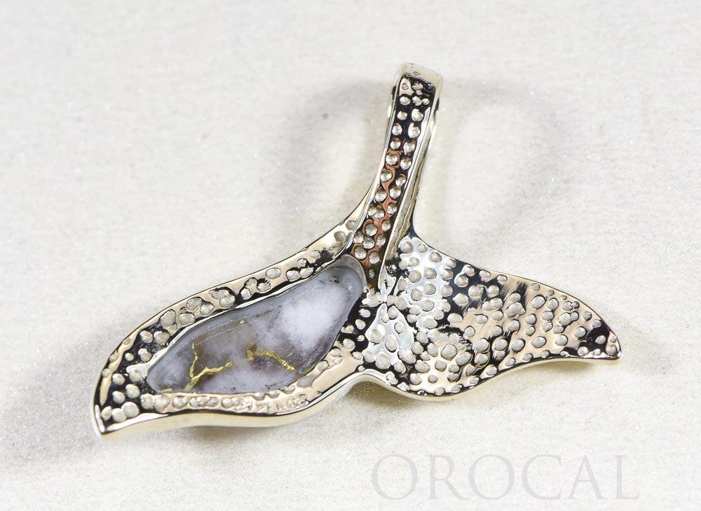 Gold Quartz Pendant Whales Tail "Orocal" PWT37QW Genuine Hand Crafted Jewelry - 14KW Gold White Gold Casting