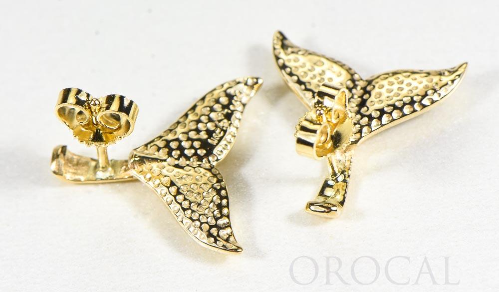 Gold Quartz Whale Tail Earrings "Orocal" EWT44SQ Genuine Hand Crafted Jewelry - 14K Gold Casting