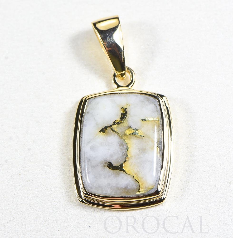 Gold Quartz Pendant  "Orocal" PP1341Q Genuine Hand Crafted Jewelry - 14K Gold Yellow Gold Casting