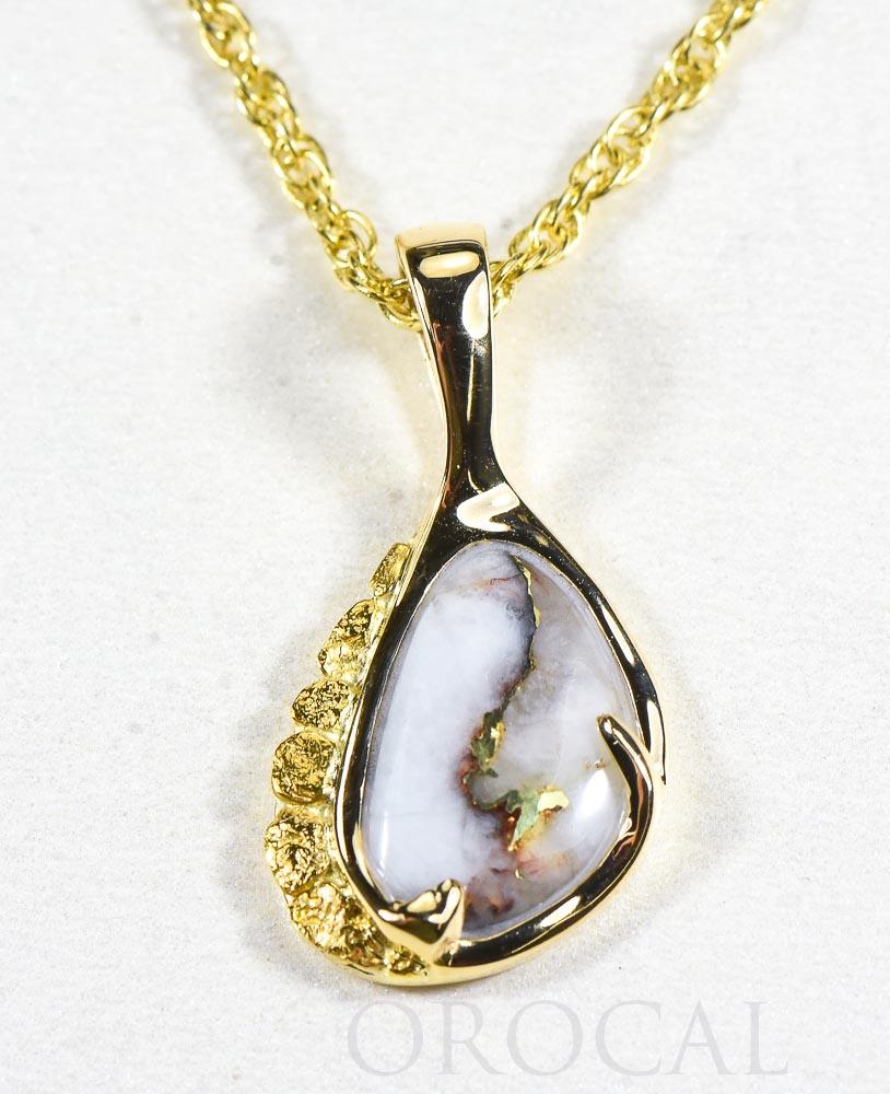 Gold Quartz Pendant  "Orocal" PSC125Q Genuine Hand Crafted Jewelry - 14K Gold Yellow Gold Casting